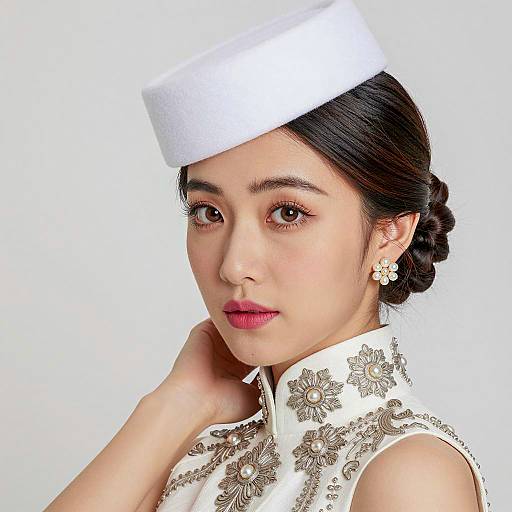 Elegant Woman Portrait in White Attire