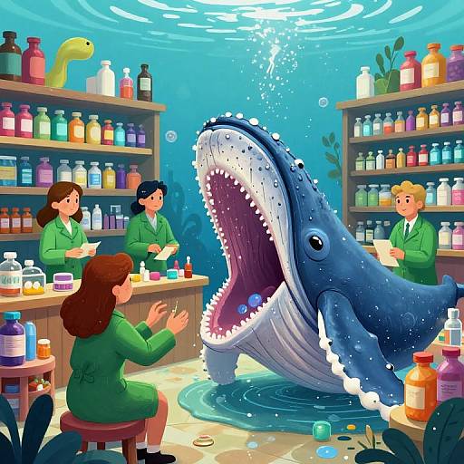 Underwater Whale Mouth Pharmacy Scene
