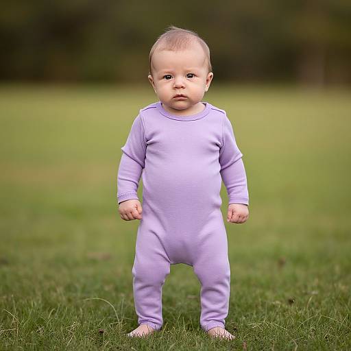 Realistic Newborn Boy in Lavender Outfit