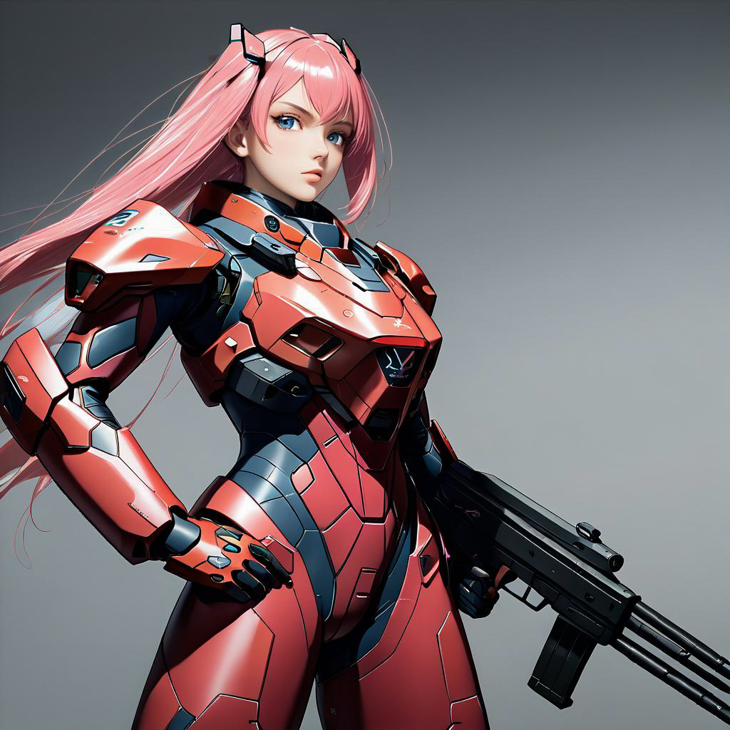 Vibrant Pink-Haired Warrior in Battle Suit