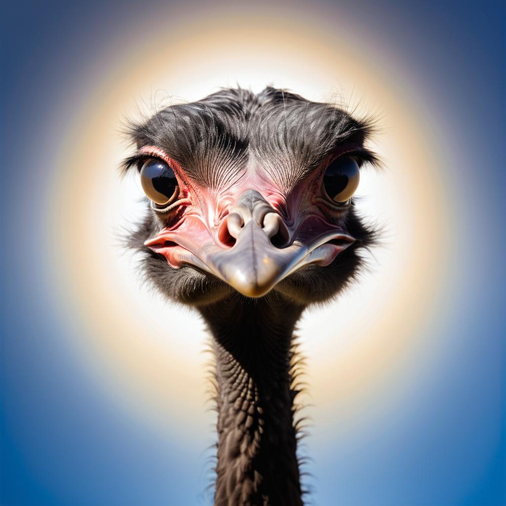 Goofy Ostrich in Fisheye Distortion