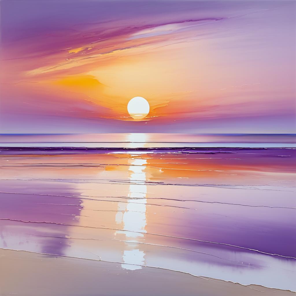 Tranquil Abstract Beach Sunset Painting