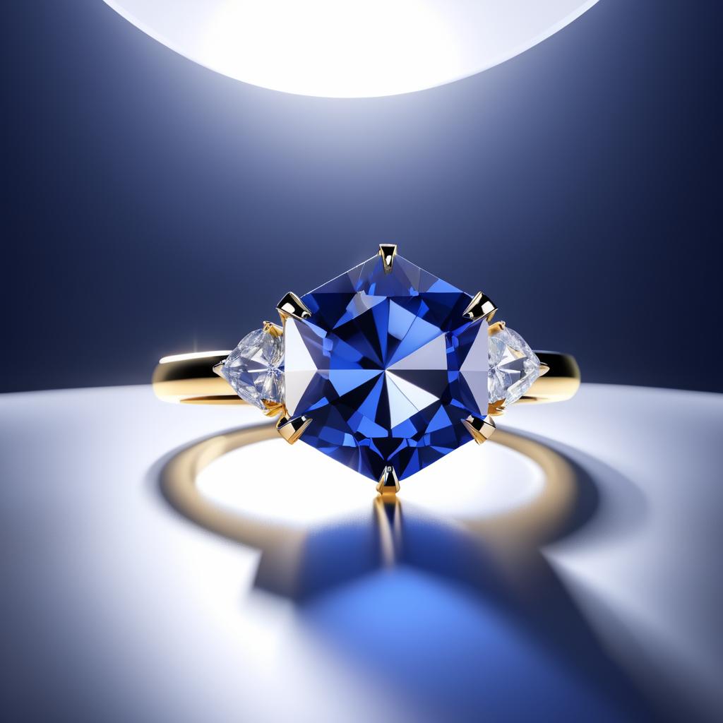 Elegant Pentagon Sapphire Engagement Ring Photography