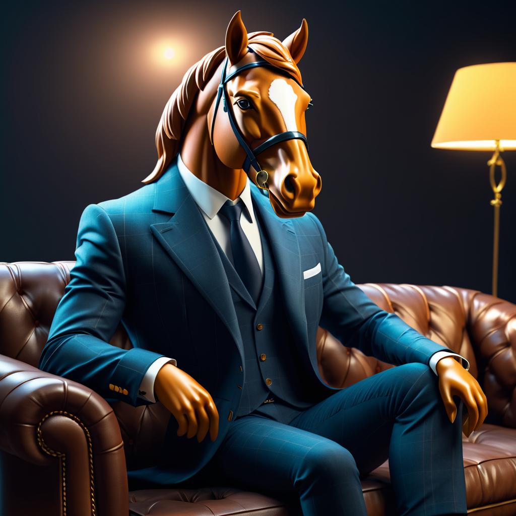 Stylish Horse Business Executive on Couch