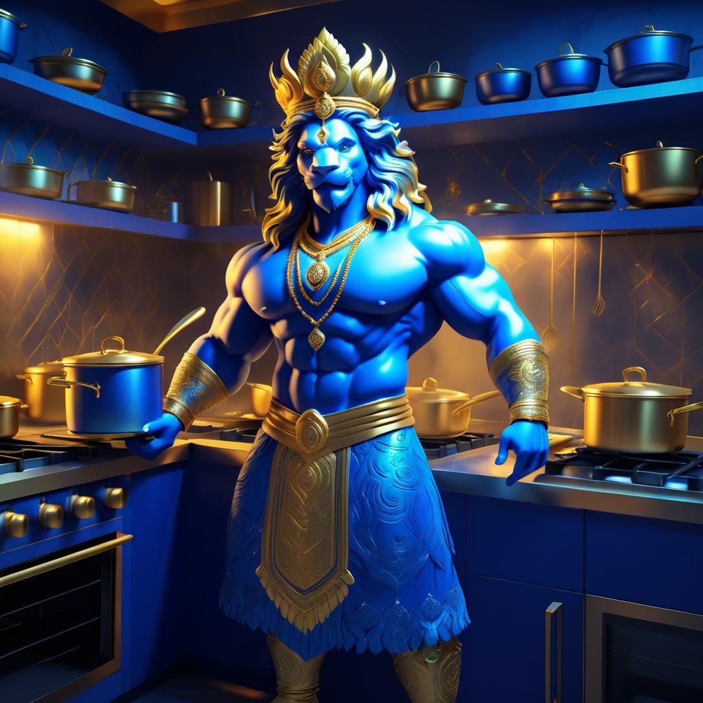 Artistic Full-Body Portrait of Shiva Cooking