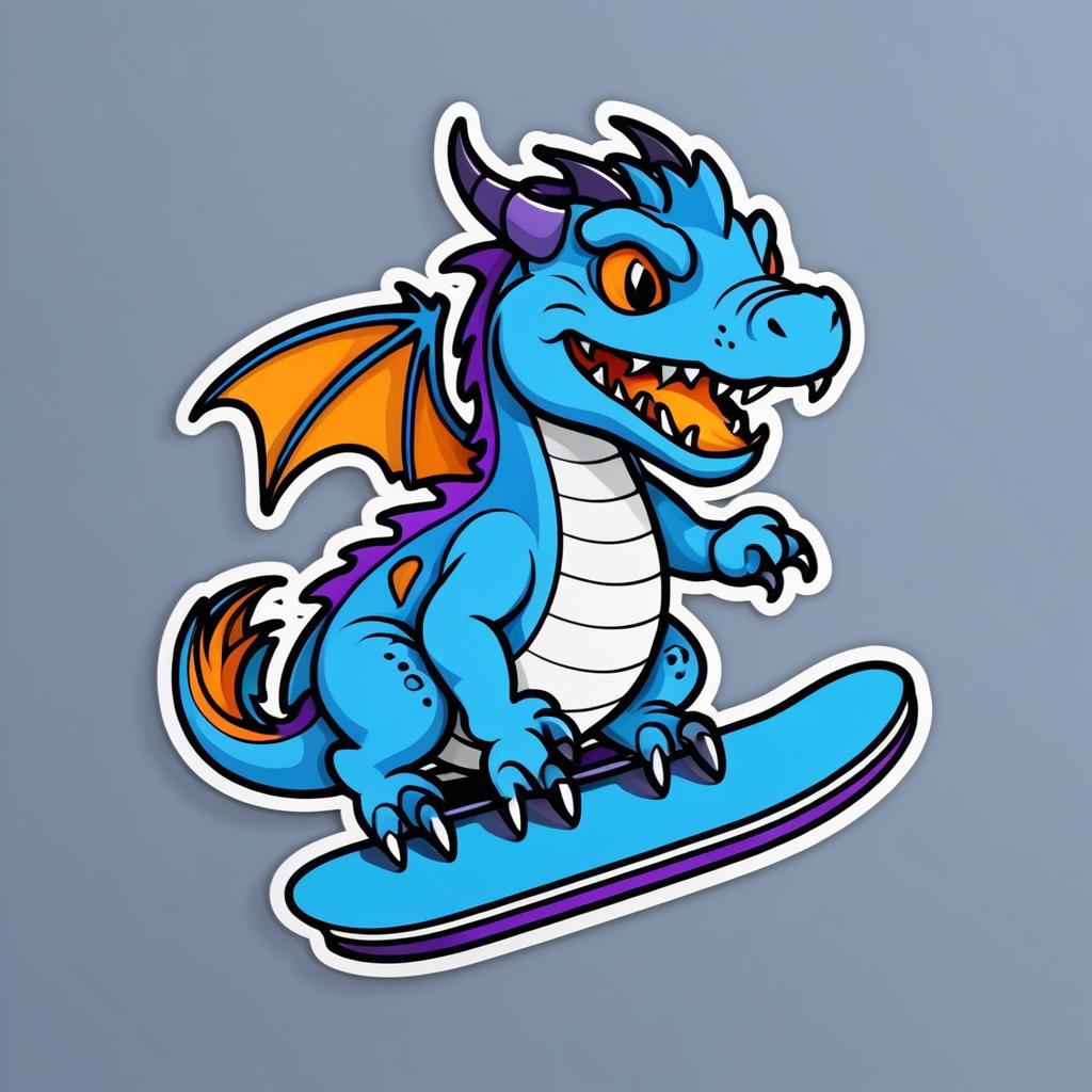 Dragon Snowboarding Sticker Design