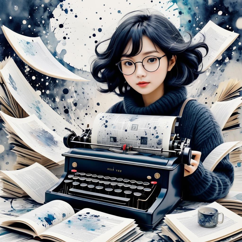 Dynamic Writer with Vintage Typewriter Scene