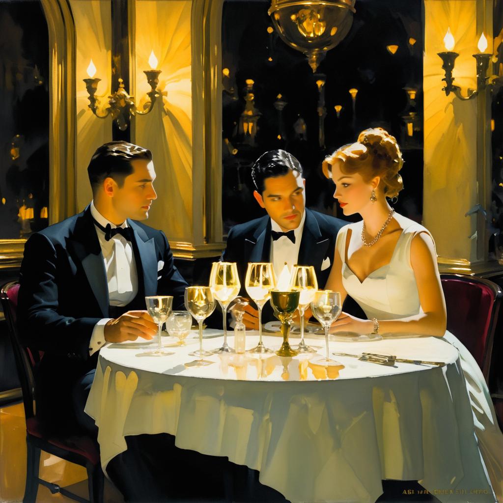 Elegant Couple Dining in Candlelight