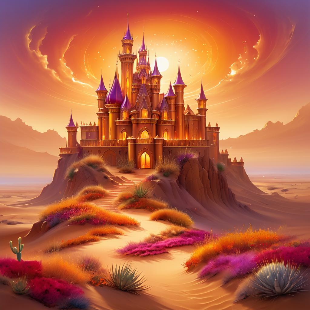 Majestic Castle in a Golden Desert