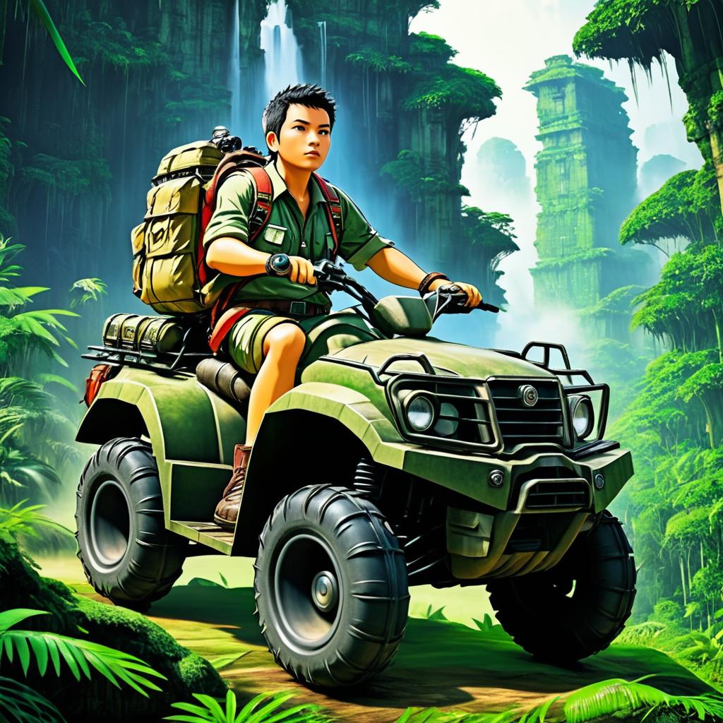 Courageous Explorer in Jungle Adventure