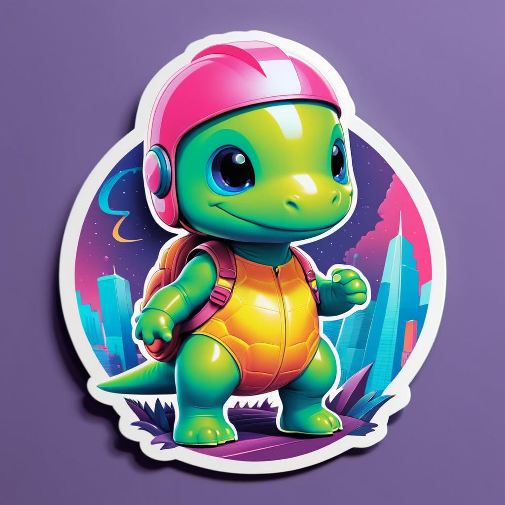 Adorable Dinosaur Superhero Sticker Art