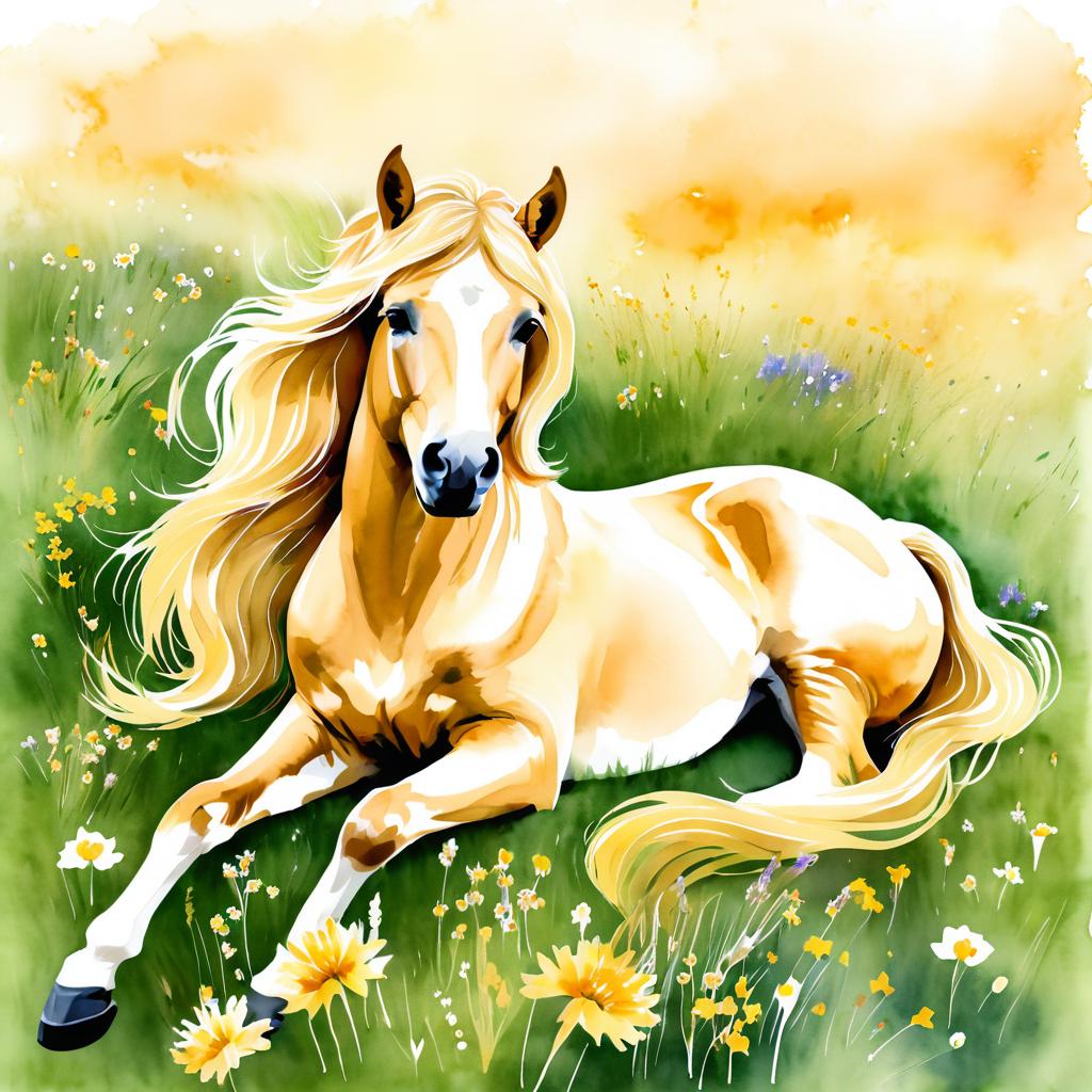 Golden-Haired Centaur in Tranquil Meadow