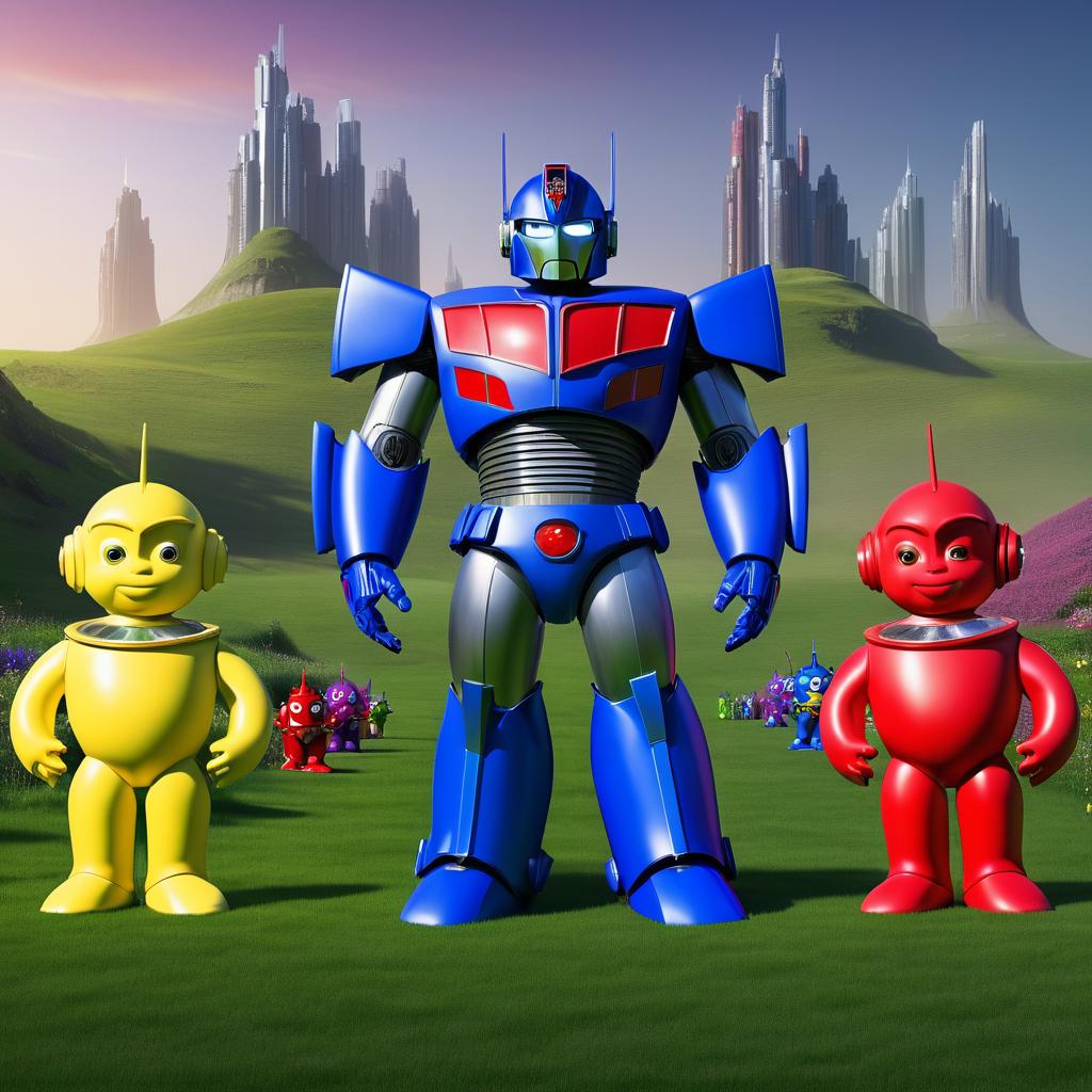 Optimus Prime Meets Teletubbies in Art