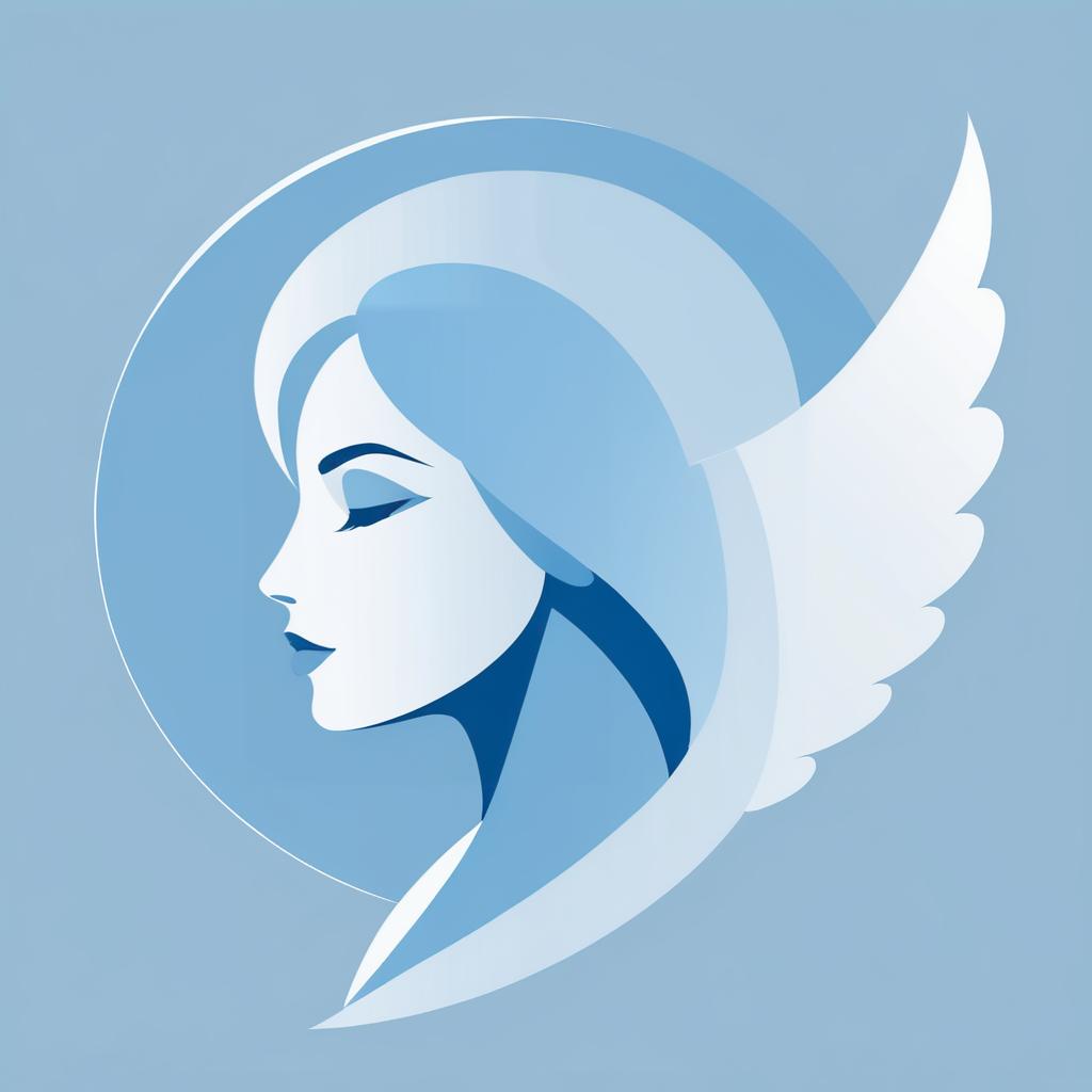 Minimalist Angel Illustration in Misty Blue