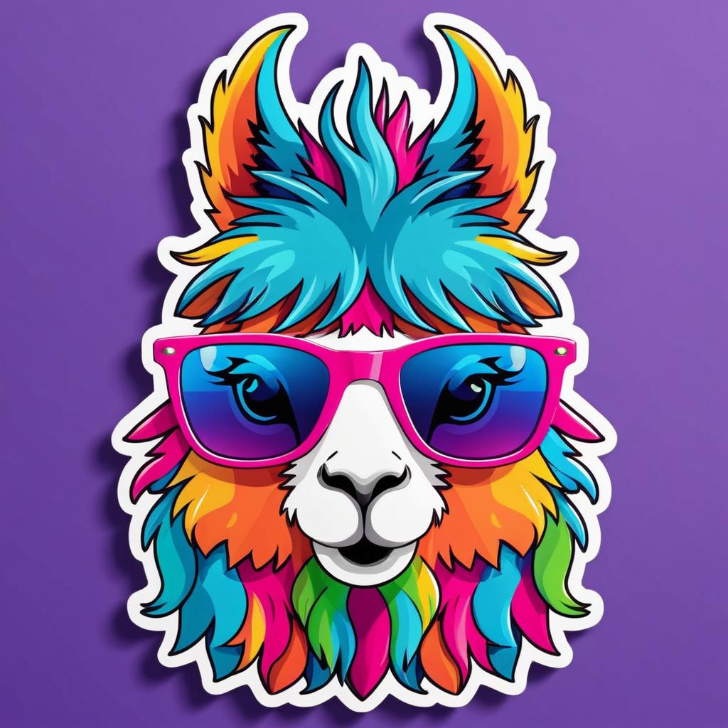 Playful Funky Llama Sticker Design