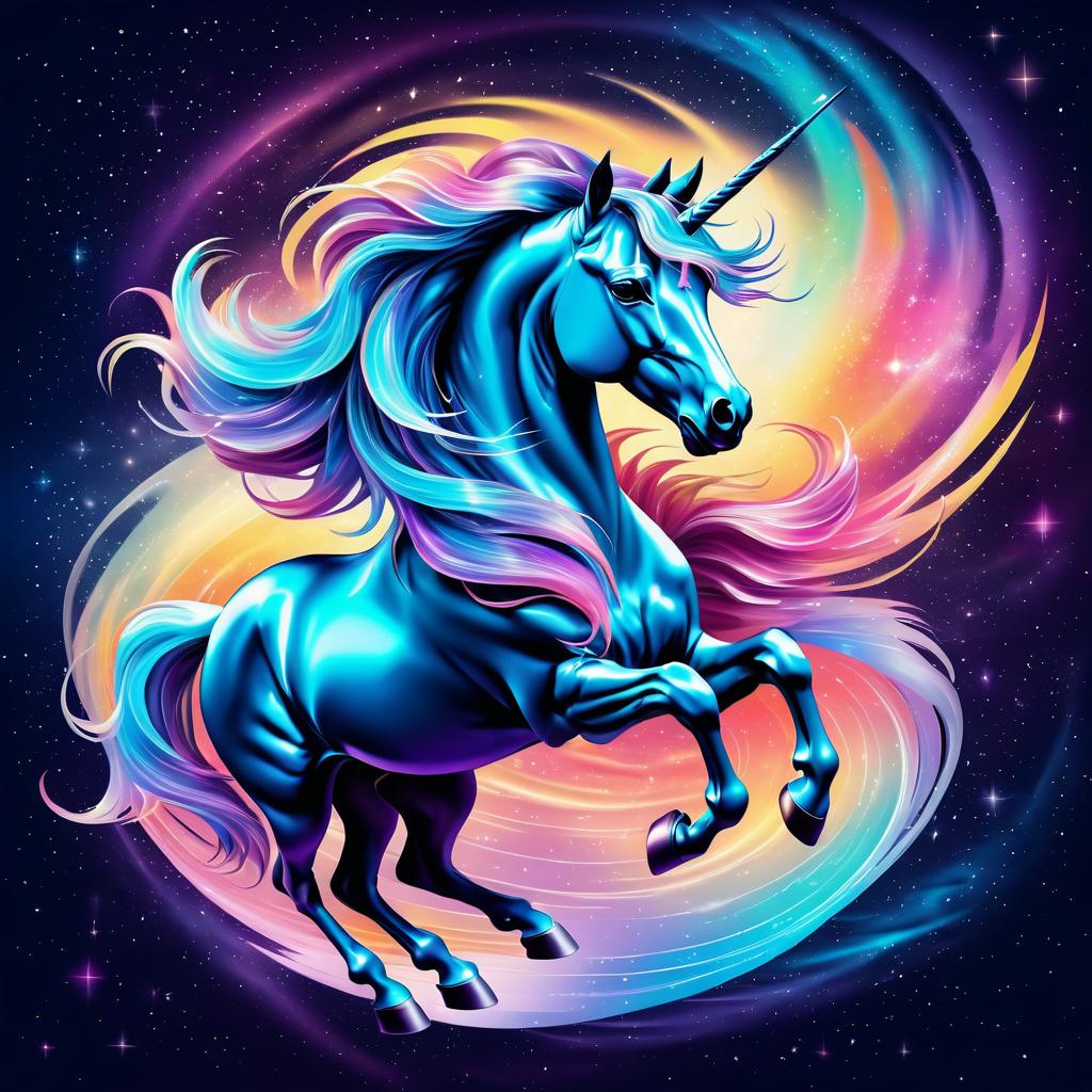 Elegant Unicorn Floating in Cosmic Splendor