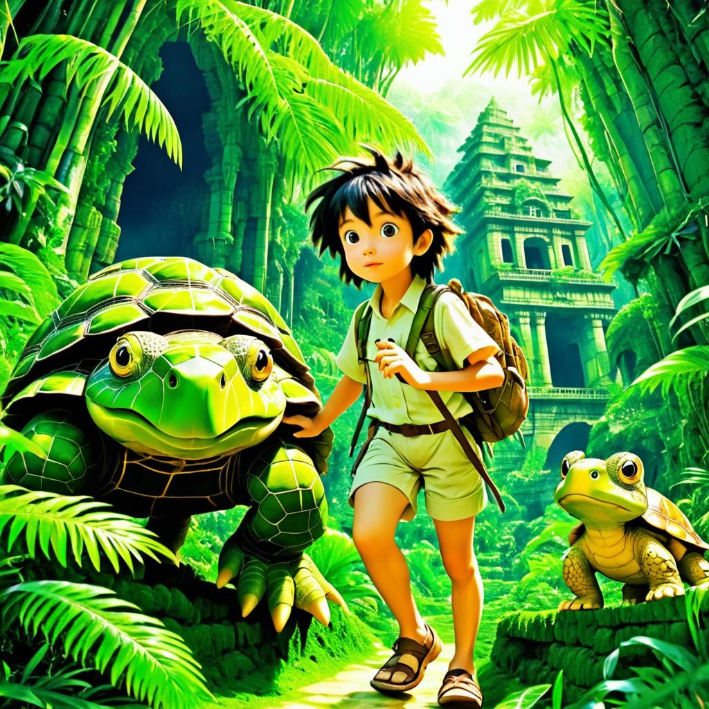 Young Explorer and Wise Tortoise Adventure