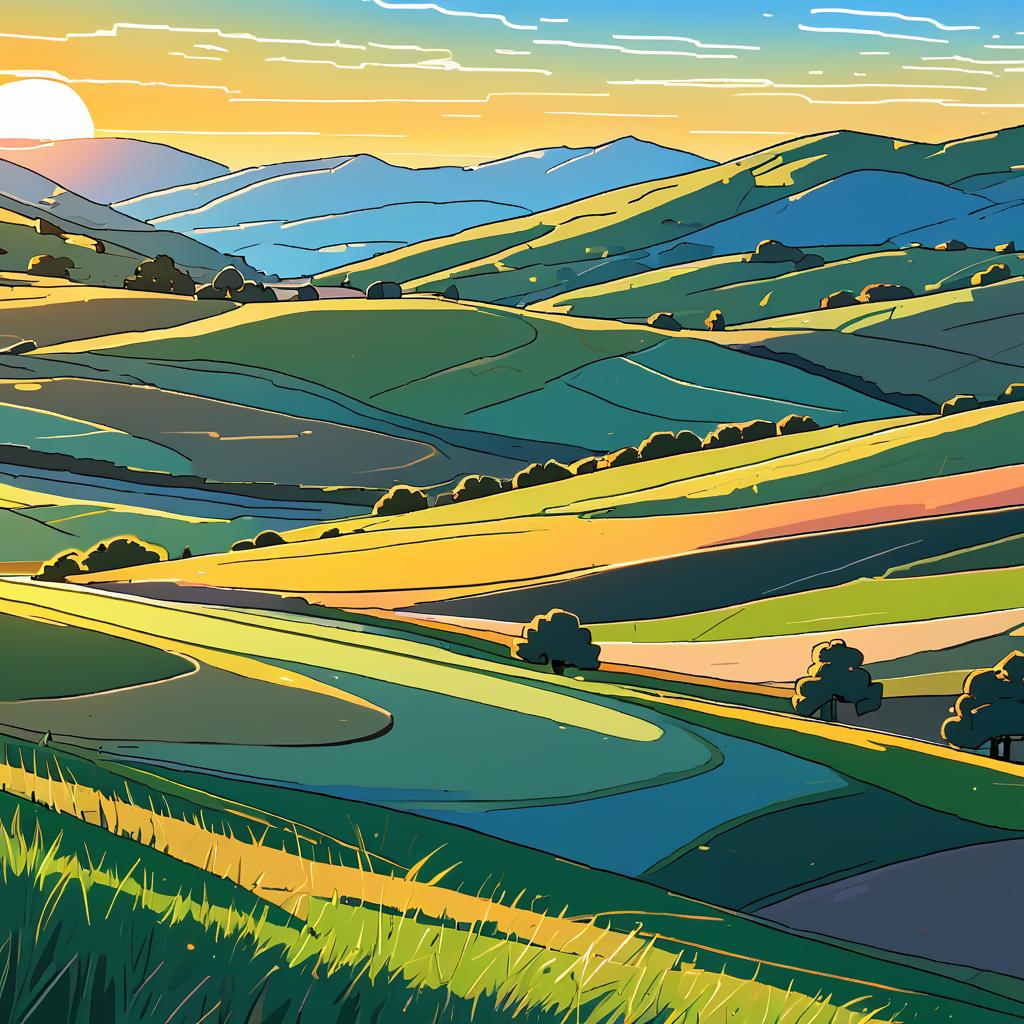 Vibrant Toon Landscapes at Golden Hour