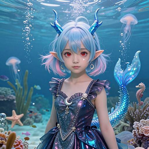 Elegant Aquatic Dragon Young Woman