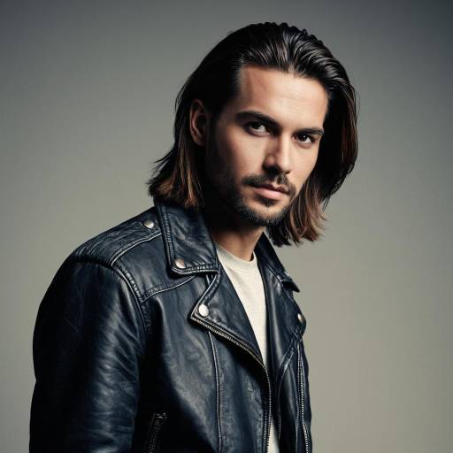Man in Classic Biker Jacket with Shoulder-Length Hair