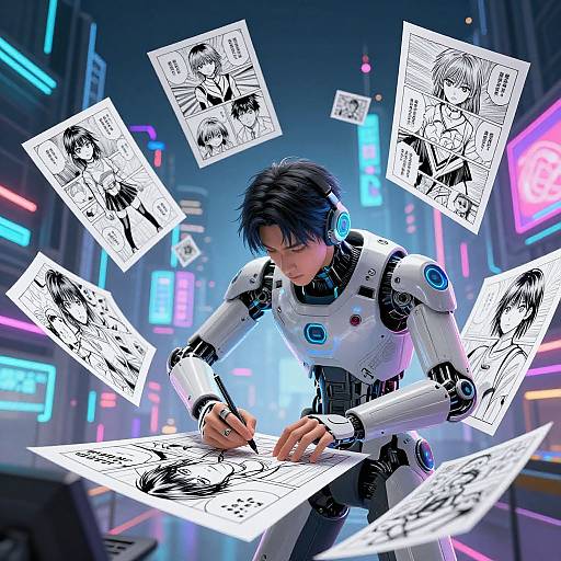 AI Manga Artist in Cyber City