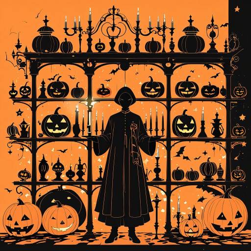 Mysterious Figure Among Jack-O'-Lanterns Mysterious Figure Among Jack-O'-Lanterns