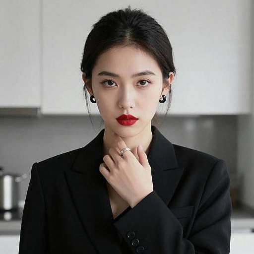 Stylish Woman in Modern Kitchen Portrait