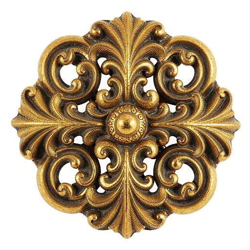 Ornate Gold Baroque Brooch Close-Up