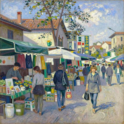 Impressionist Asian Market Morning