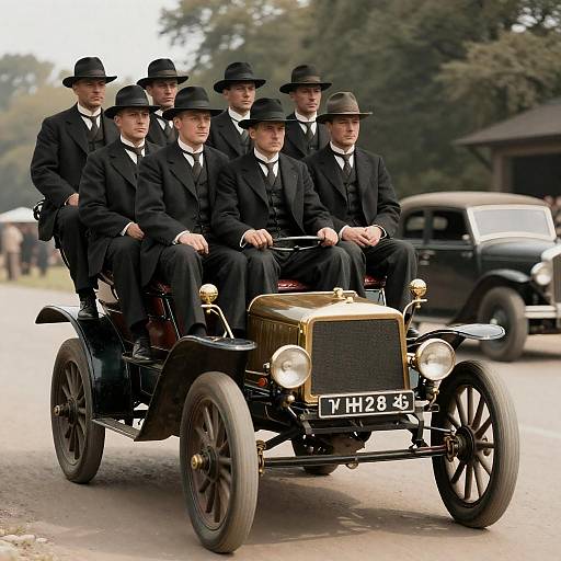 Vintage Car Ride in Early 20th Century