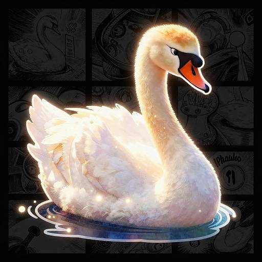 Graceful Swan Pixar-Style Illustration