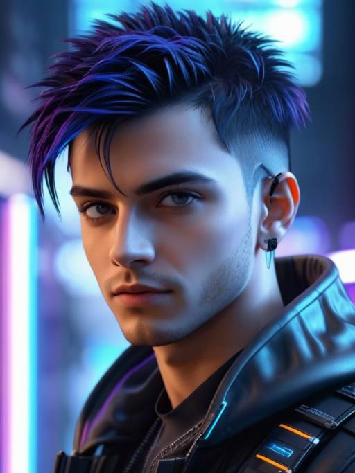 High-Quality Cyberpunk Man Portrait Render