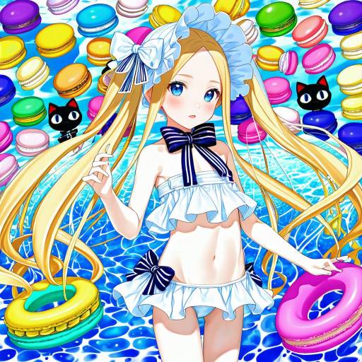Illustration of Abigail williams (swimsuit foreigner) (third ascension) (fate), fate/grand order in the style of Haruki (colorful macaron)