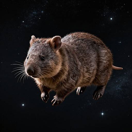Weightless Wombat Floating in Space