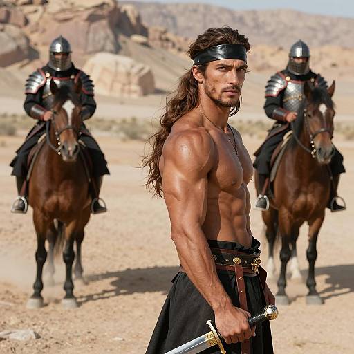 Heroic Warrior in Desert Showdown