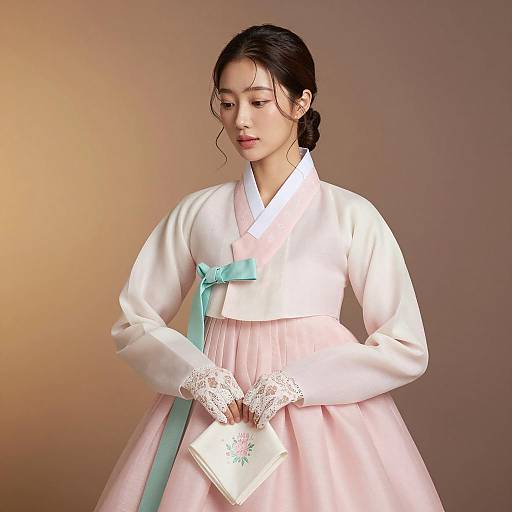 Korean Woman in Pastel Pink Hanbok