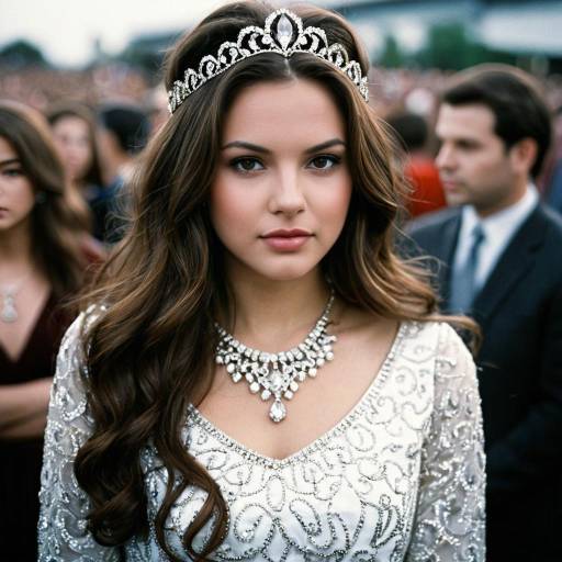 Elegant Young Woman in Beaded Dress and Tiara