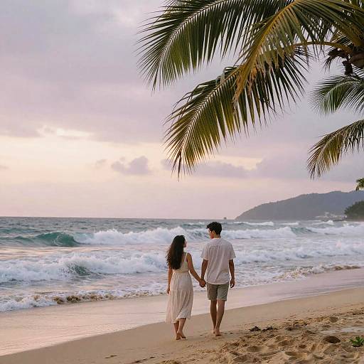 Romantic Beach Sunset Stroll