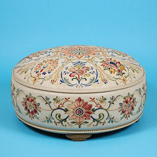 Mid-Century Victorian Floral Ottoman