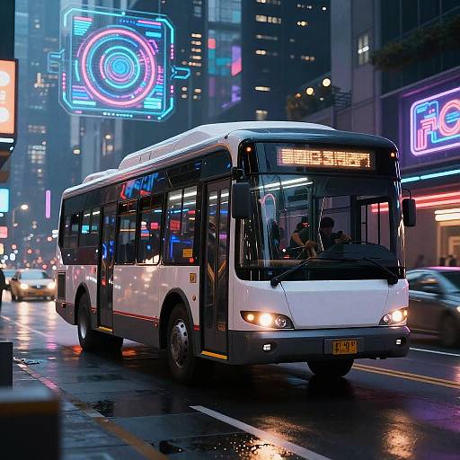 Futuristic Cyberpunk Hovering Minibus