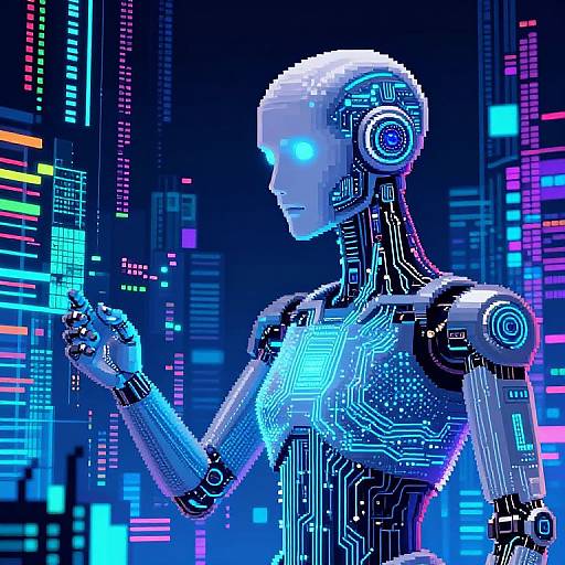 Pixel Art Android in Digital World