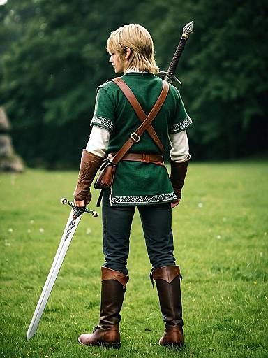 Link-Inspired Blonde Hero Standing Outdoors