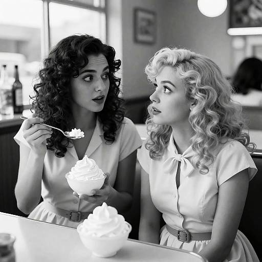 Surprised Women at Diner Scene