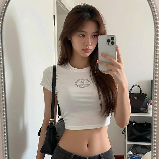 Stylish Young Woman in a White Room