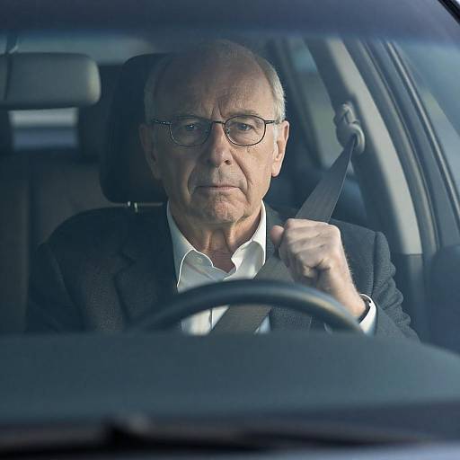 Serious Elderly Man Inside a Car