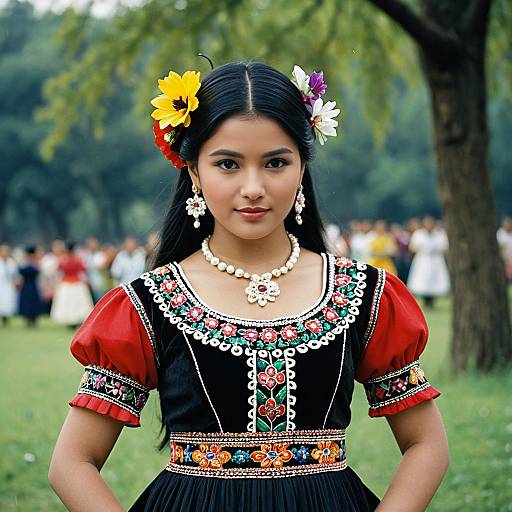 Elegant Folk Dance Costume with Jewelry