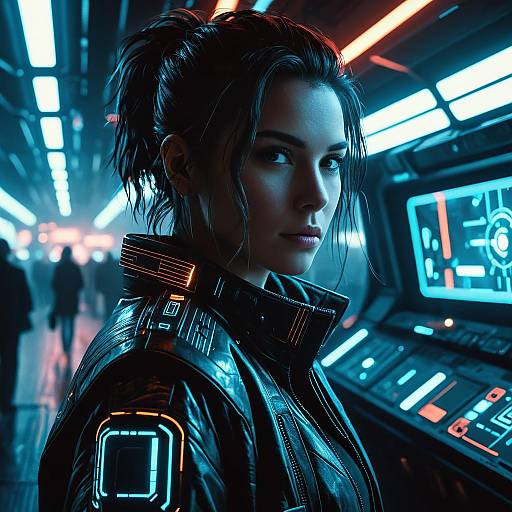 Futuristic Cyberpunk Woman with Augmented Reality Tech