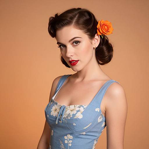 Vintage Pin-Up Portrait with Rose