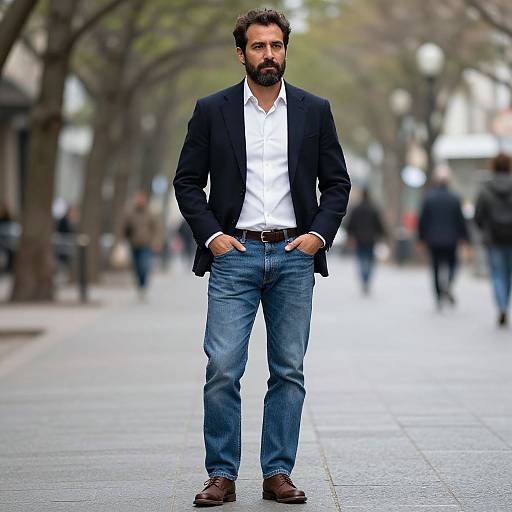 Stylish Bearded Man in Urban Street