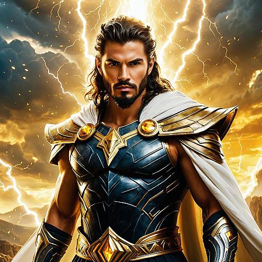 Youthful Zeus Amid Crystalline Thunder Temple